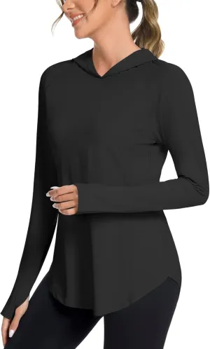 Women UPF50  Long Sleeve Shirts UV Protection Lightweight Sun Hoodie Hiking Workout Tops Quick Dry Outdoor