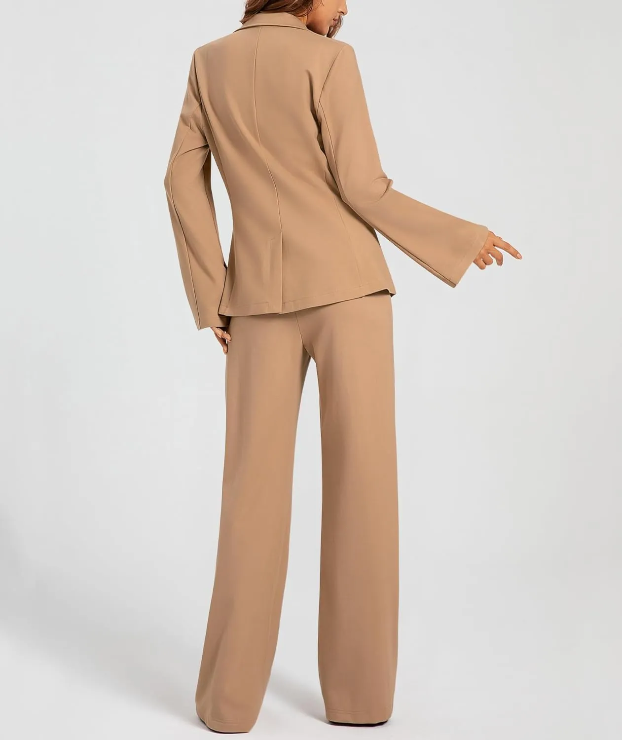 Women's 2 Piece Blazer Outfits Business Casual Asymmetrical Jacket Button Wide Leg Pants Dressy Suit Sets