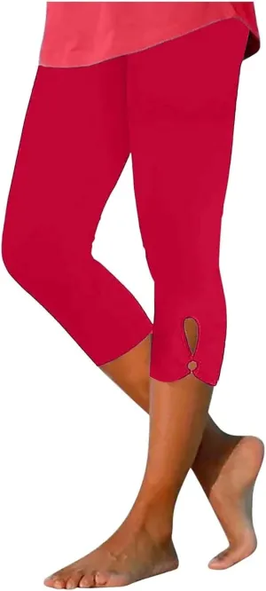 Womens Capris Summer Dressy Cropped High Waisted Yoga Pants Casual Lightweight Soft Leggings Workout Pants