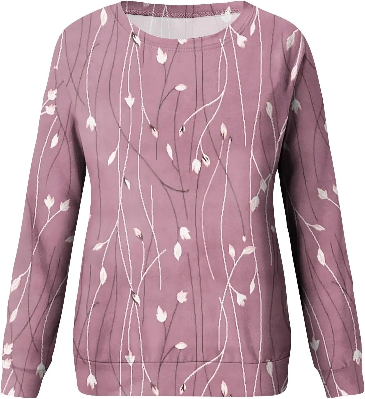 Women's Casual Crew Neck Sweatshirt Loose Soft Long Sleeve Pullover Tops