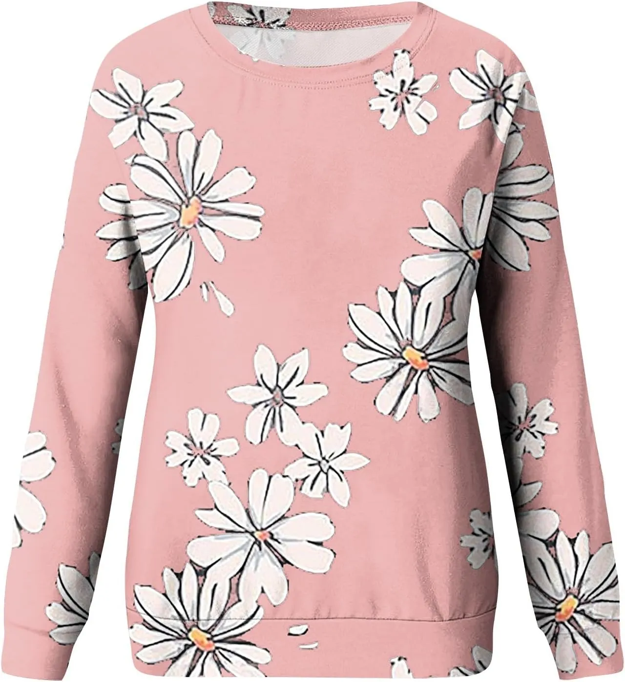 Women's Casual Crew Neck Sweatshirt Loose Soft Long Sleeve Pullover Tops