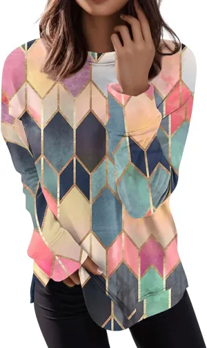 Women's Casual Crew Neck Sweatshirt Loose Soft Long Sleeve Pullover Tops