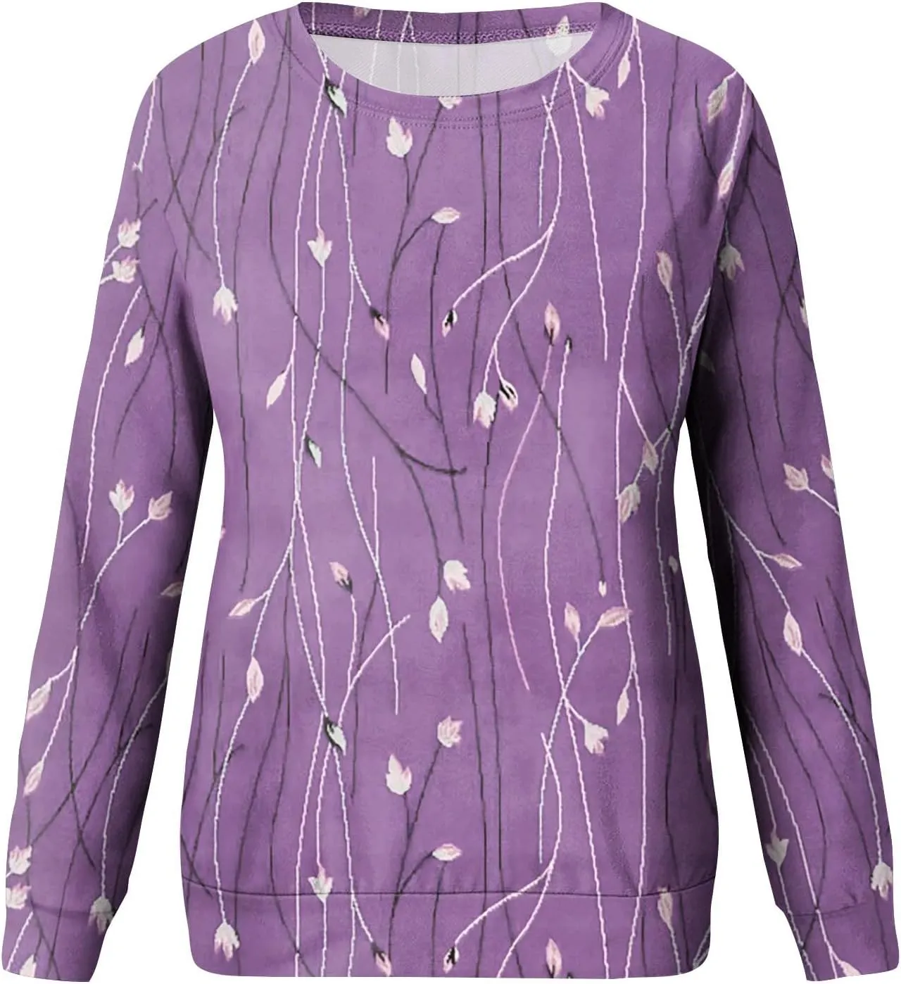 Women's Casual Crew Neck Sweatshirt Loose Soft Long Sleeve Pullover Tops