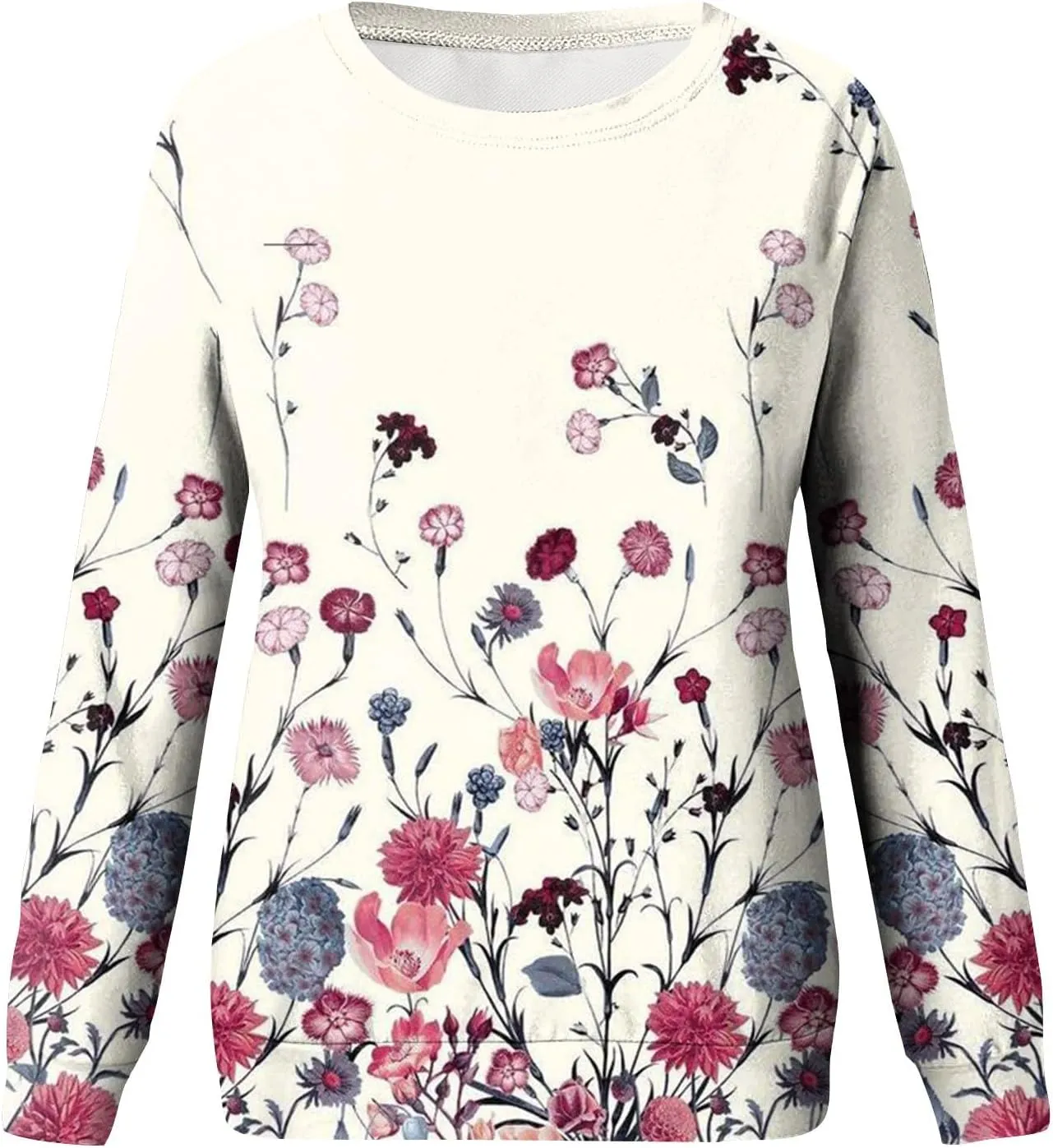 Women's Casual Crew Neck Sweatshirt Loose Soft Long Sleeve Pullover Tops