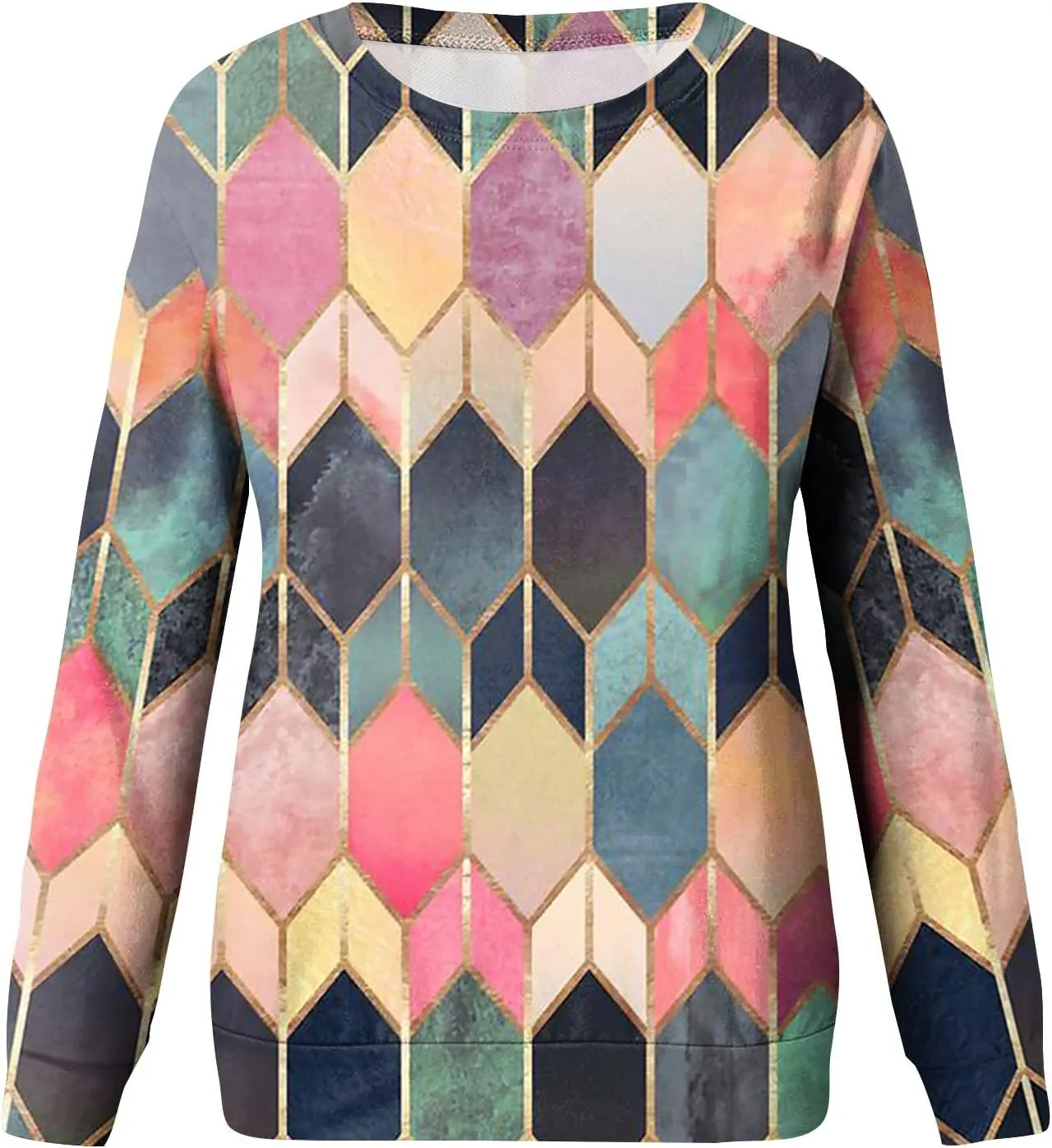 Women's Casual Crew Neck Sweatshirt Loose Soft Long Sleeve Pullover Tops