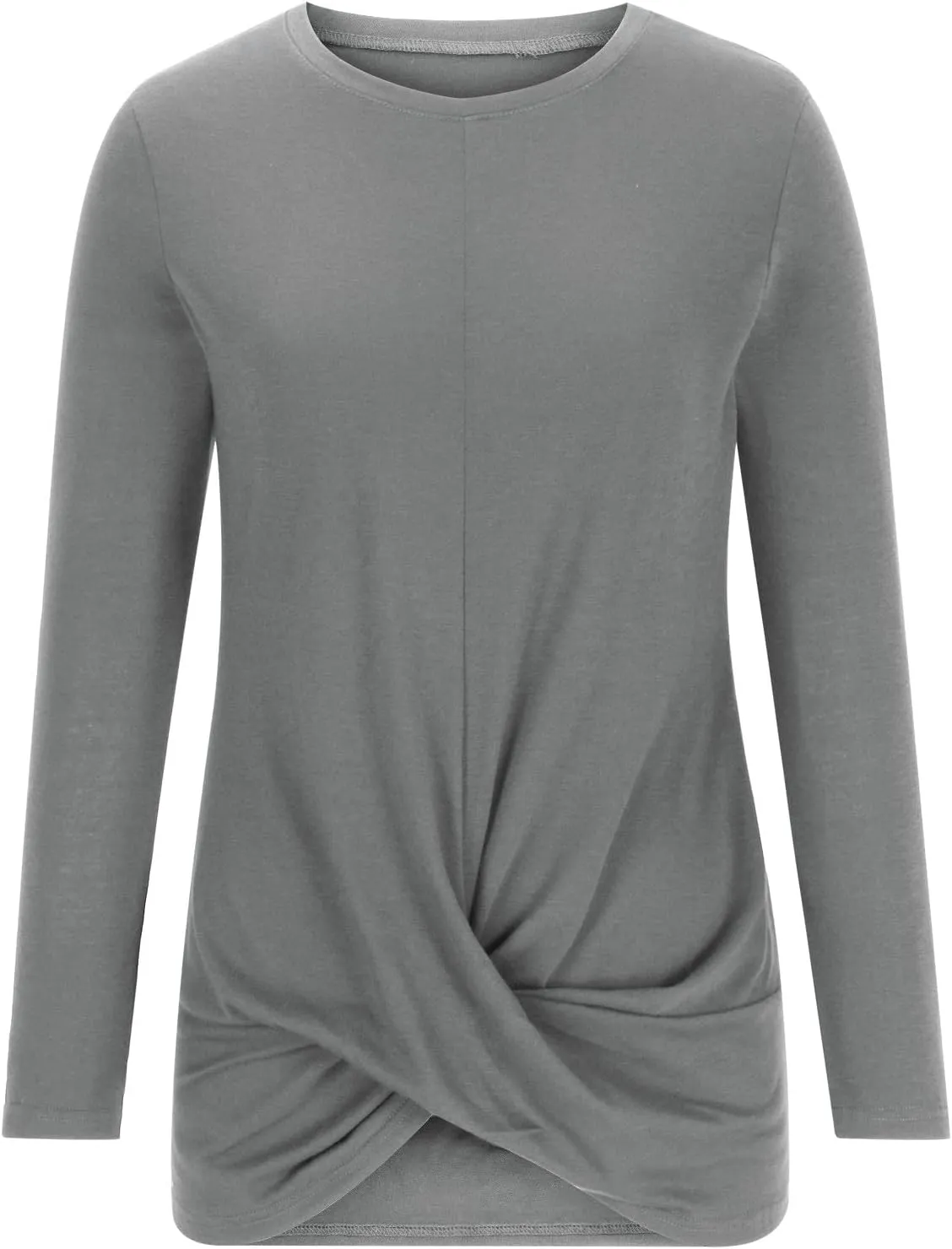 Womens Casual Crewneck Sweatshirts Long Sleeve Solid Color Hoodies Loose Fit Soft Pullover Tops Cross Spliced Top