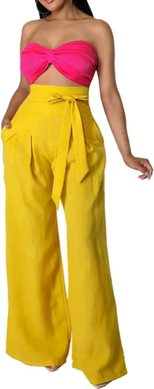 Women's Casual High Waist Wide Leg Palazzo Pants Stretchy Loose Fit Business Work Trousers Stretchy Dress Pants