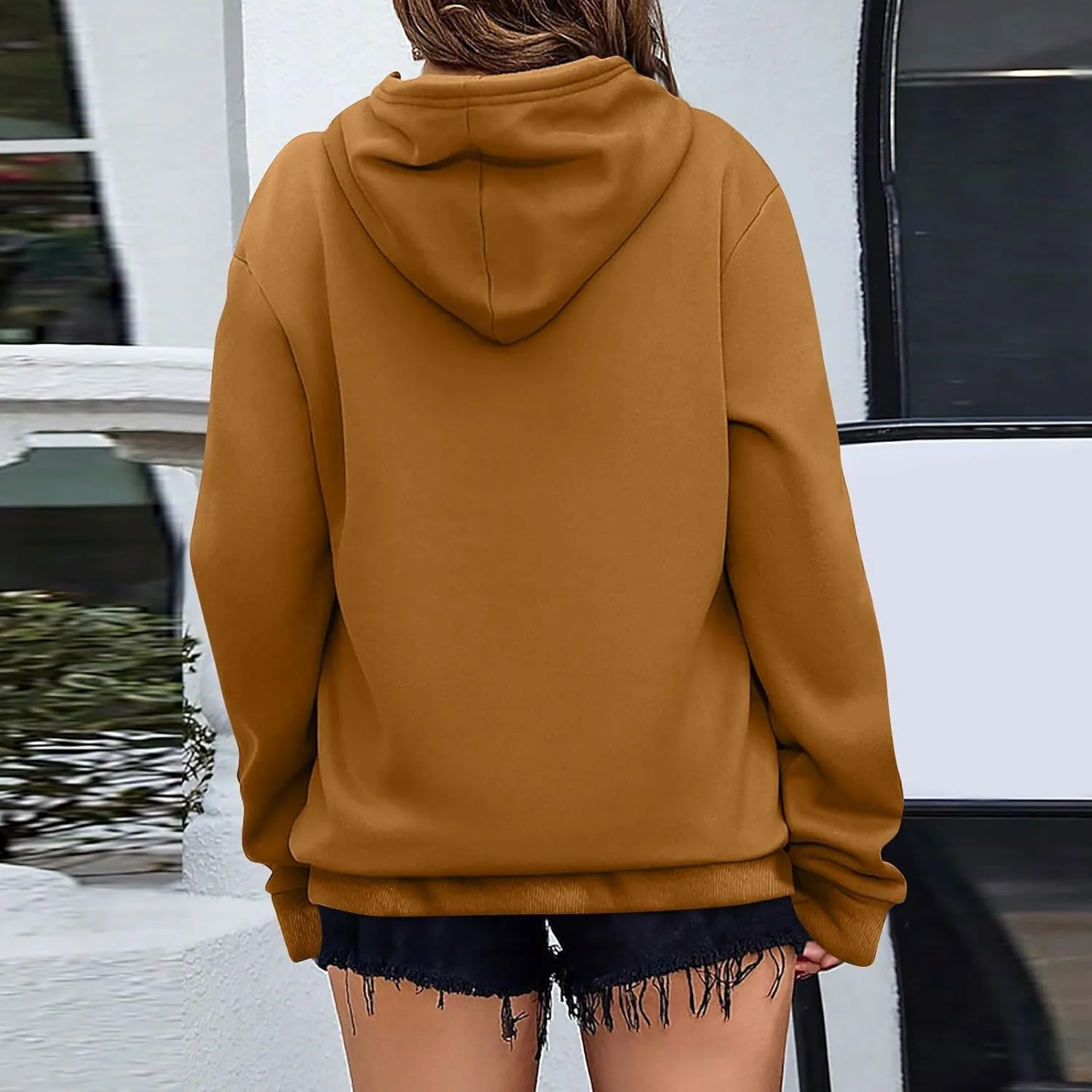Women's Casual Hoodies Long Sleeve Lightweight Solid Pullover Tops Loose Fall Winter Sweatshirt with Pocket