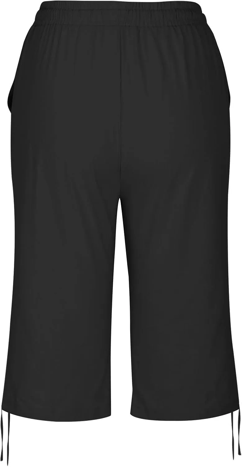 Women's Casual Shorts Linen Pants with Drawstring Waist Bermuda Comfortable Loose Fit Summer Trousers Stylish Bottoms