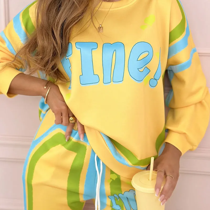 ✨Women's Colorful Print Two-Piece Sweatshirt and Jogger Set