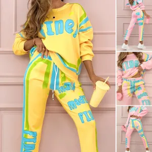 ✨Women's Colorful Print Two-Piece Sweatshirt and Jogger Set