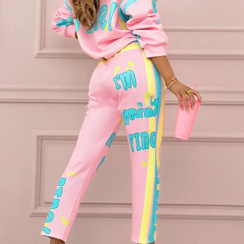 ✨Women's Colorful Print Two-Piece Sweatshirt and Jogger Set