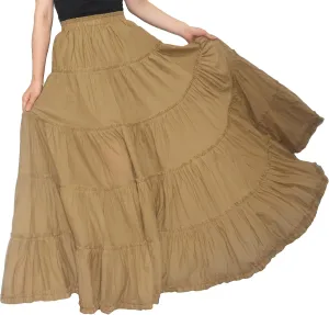 Women's Cotton 5 Tiered A Line Pleated Maxi Skirt Long Boho Gypsy Dance Skirts