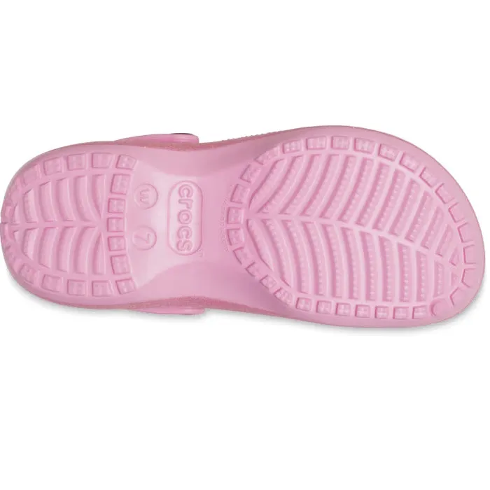 Womens Crocs - Classic Glitter PLATFORM Clog Pink Tweed CLEARANCE