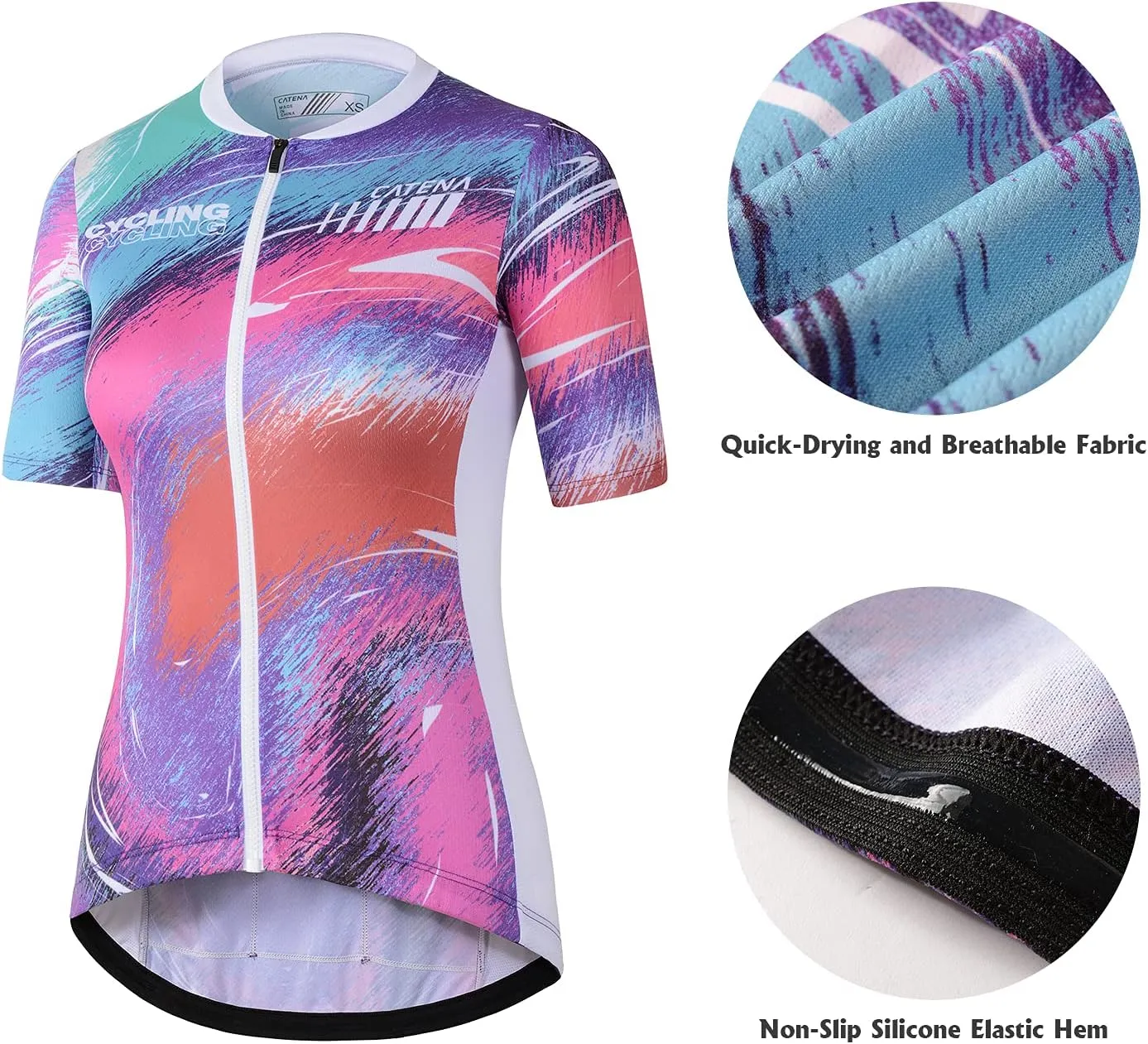 Women's Cycling Jersey Long Sleeve Breathable Bike Shirt Bicycle Clothing Quick Dry Womens Summer Tops Rainbow Aurora