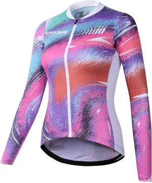 Women's Cycling Jersey Long Sleeve Breathable Bike Shirt Bicycle Clothing Quick Dry Womens Summer Tops Rainbow Aurora Women's Cycling Jersey Long Sleeve Breathable Bike Shirt Bicycle Clothing Quick Dry Womens Summer Tops Rainbow Aurora