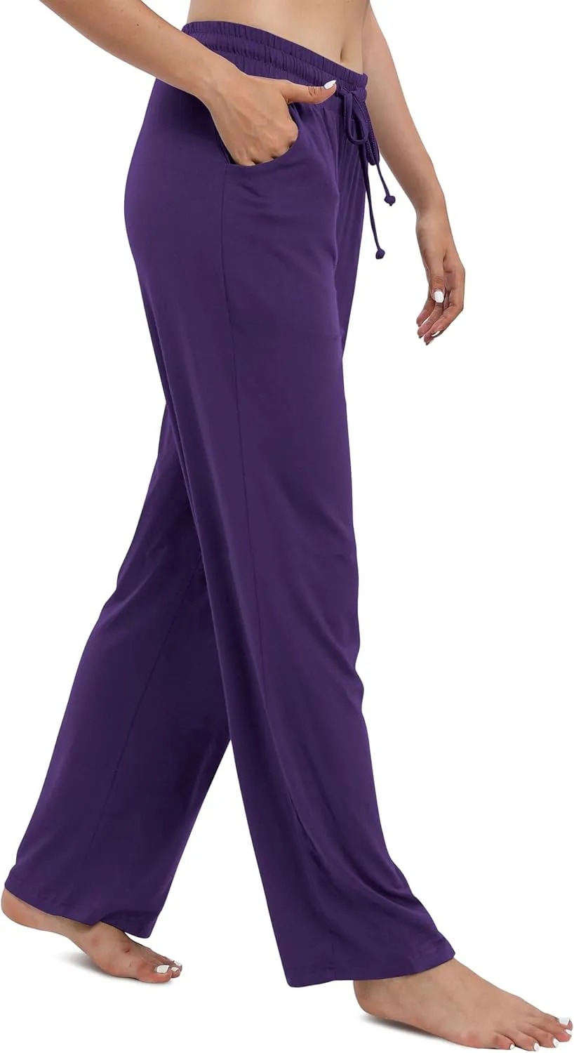 Women's Drawstring Casual Pants Stretchy High Waisted Loose Straight Leg Pants Jogger Trousers with Pockets