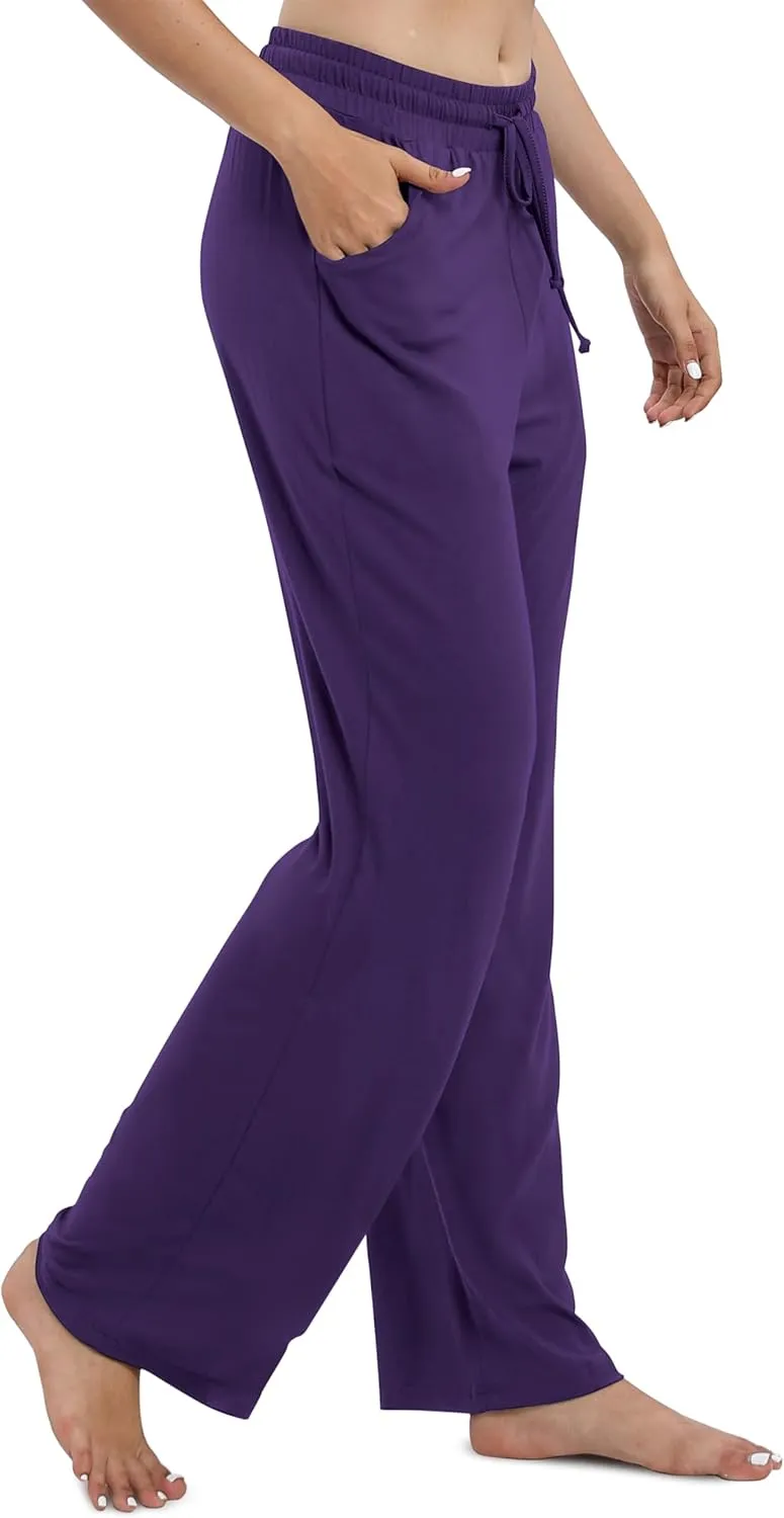Women's Drawstring Casual Pants Stretchy High Waisted Loose Straight Leg Pants Jogger Trousers with Pockets