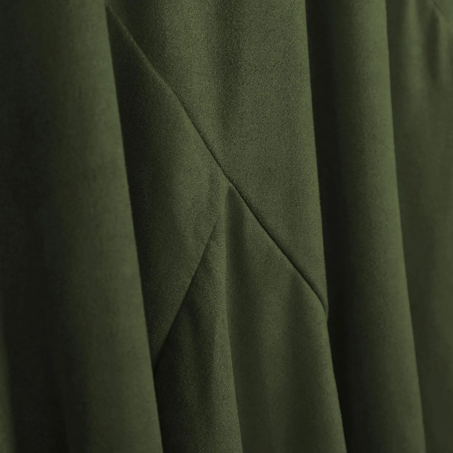 Women's Elegant Ankle Length Ruffle Hem Elastic Waist Suede Midi Skirt