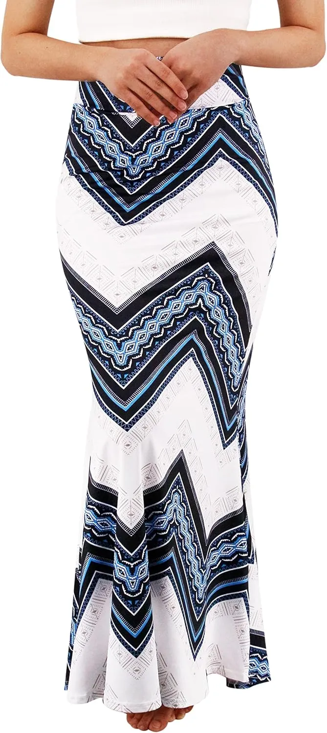 Womens Elegant Ditsy Floral Bodycon Skirts A Line Elastic High Waist Boho Maxi Long Skirt Work Party Novelty Skirt
