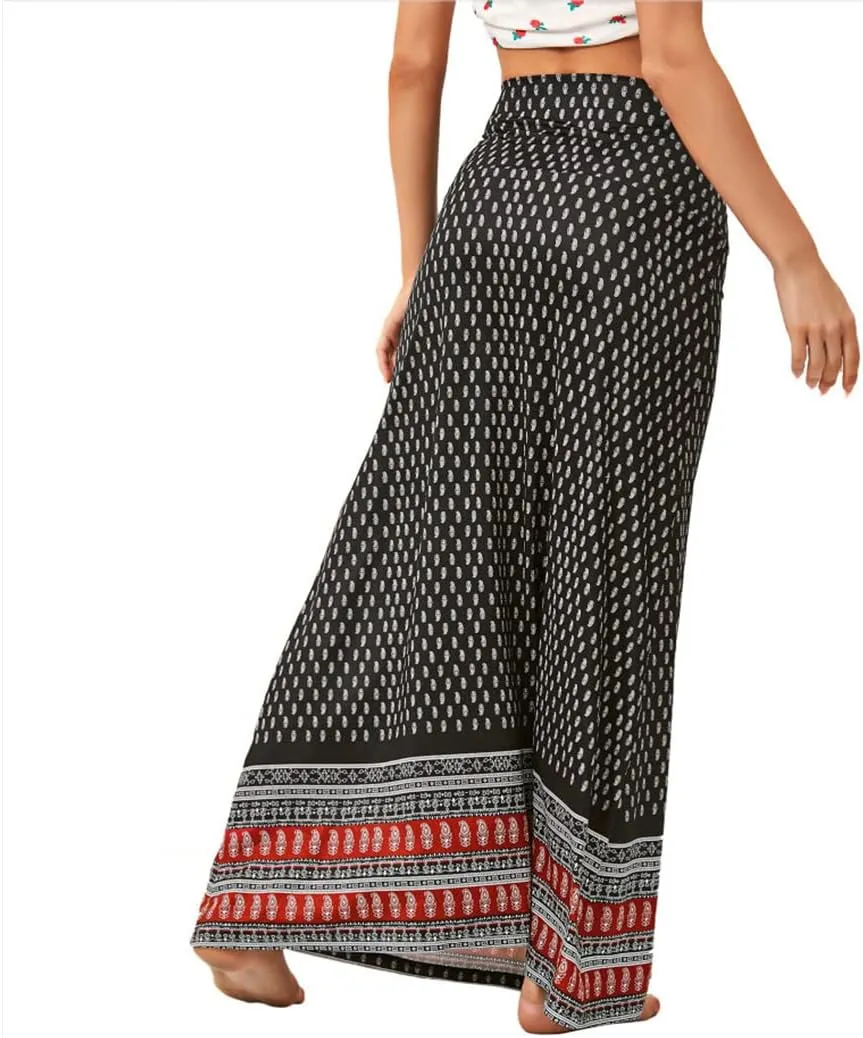 Womens Elegant Ditsy Floral Bodycon Skirts A Line Elastic High Waist Boho Maxi Long Skirt Work Party Novelty Skirt