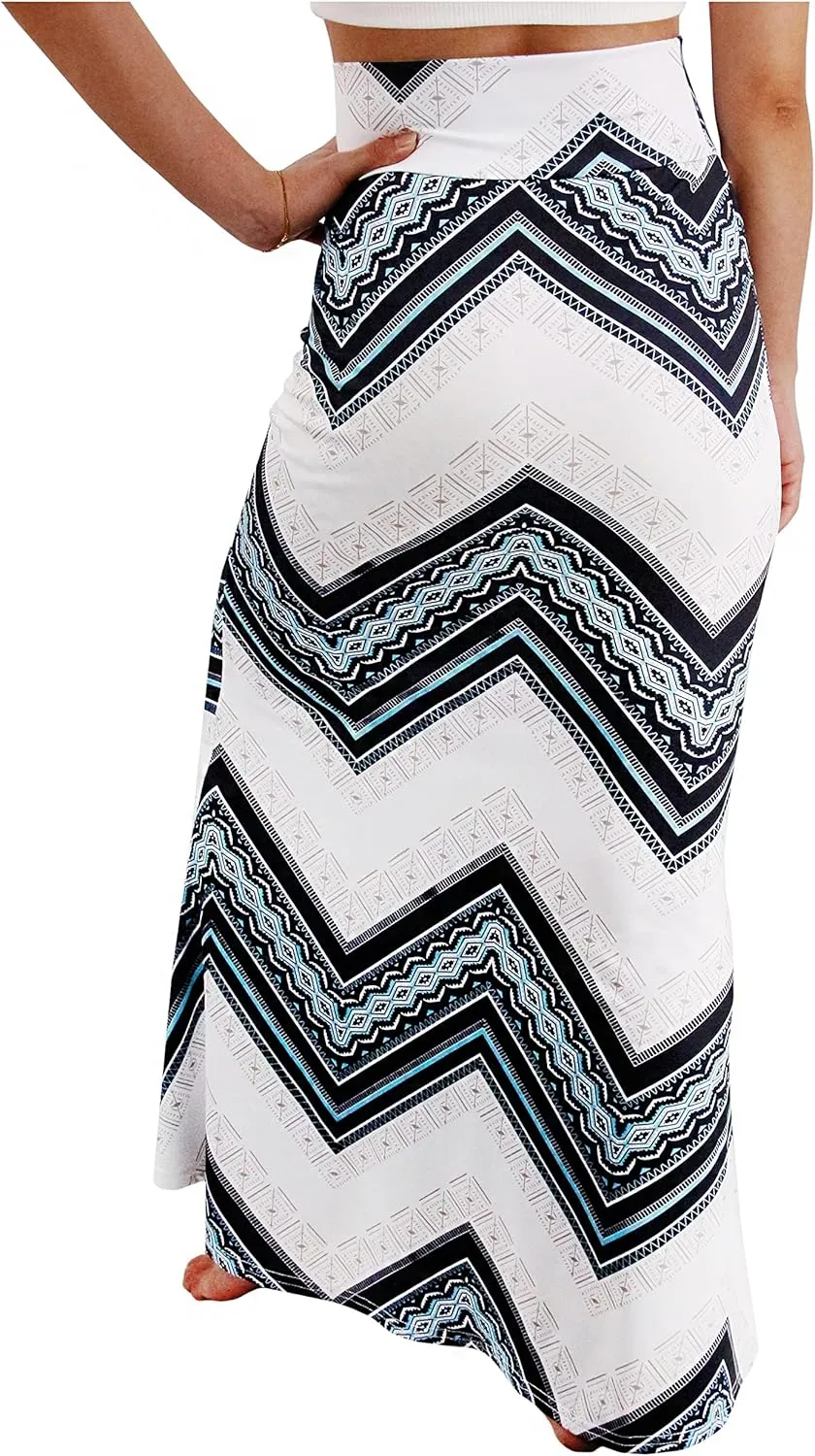 Womens Elegant Ditsy Floral Bodycon Skirts A Line Elastic High Waist Boho Maxi Long Skirt Work Party Novelty Skirt