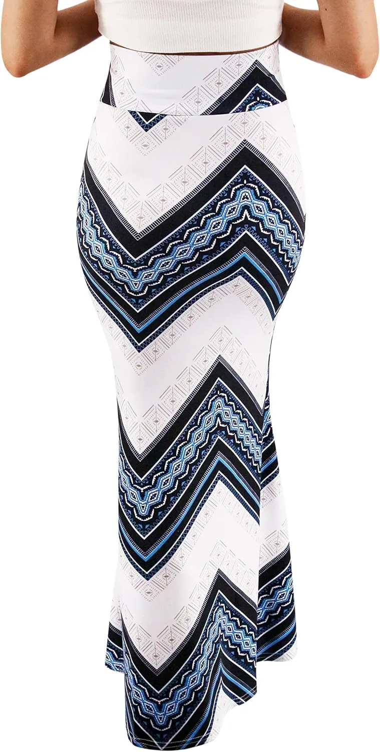 Womens Elegant Ditsy Floral Bodycon Skirts A Line Elastic High Waist Boho Maxi Long Skirt Work Party Novelty Skirt