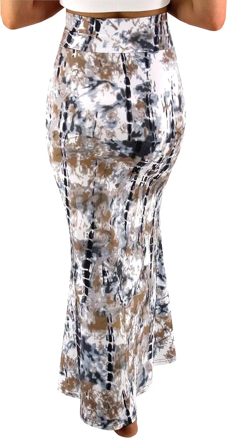 Womens Elegant Ditsy Floral Bodycon Skirts A Line Elastic High Waist Boho Maxi Long Skirt Work Party Novelty Skirt