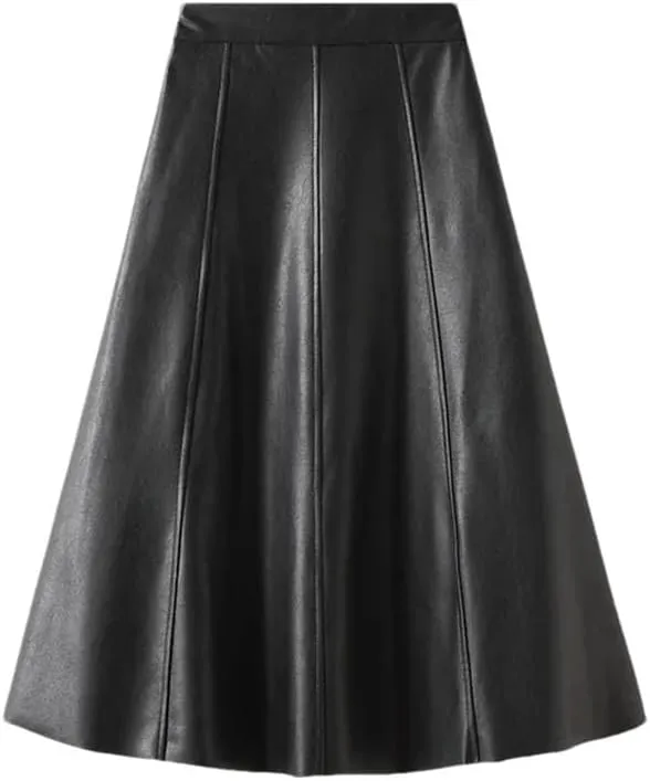 Women's Elegant High Waist Casual Skirt Women Pleated Solid A-Line Skirt