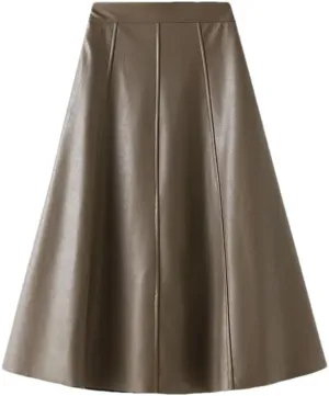 Women's Elegant High Waist Casual Skirt Women Pleated Solid A-Line Skirt