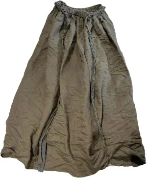 Women's Elegant Ramie Linen Hand Woven Tie Elastic Waist A-Line Long Midi Skirt