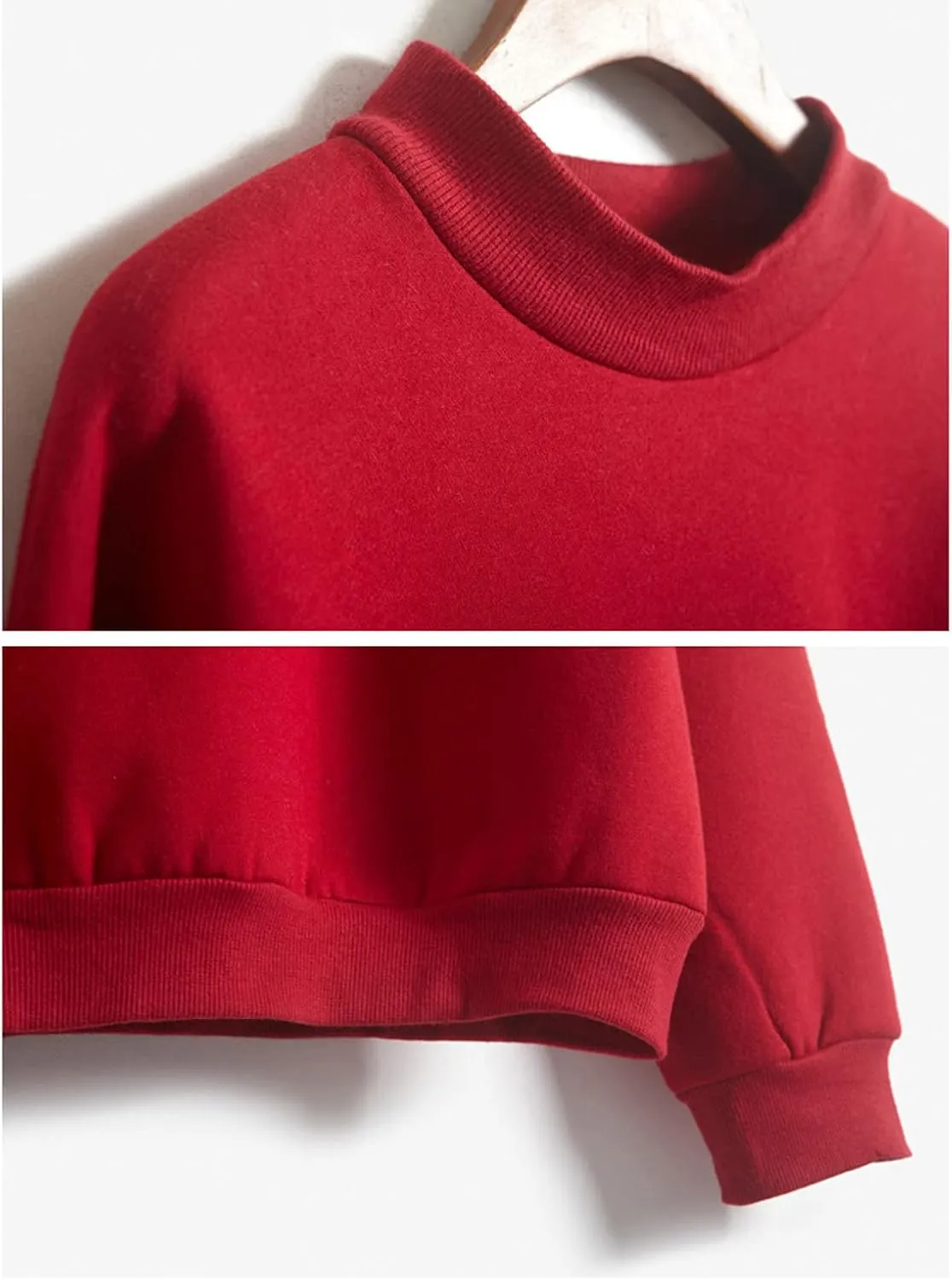 Womens Fashion Cotton Pullover Casual Solid Color Oversized Long Sleeve Round Neck Sweatshirt Tops Soft Basic Hoodie