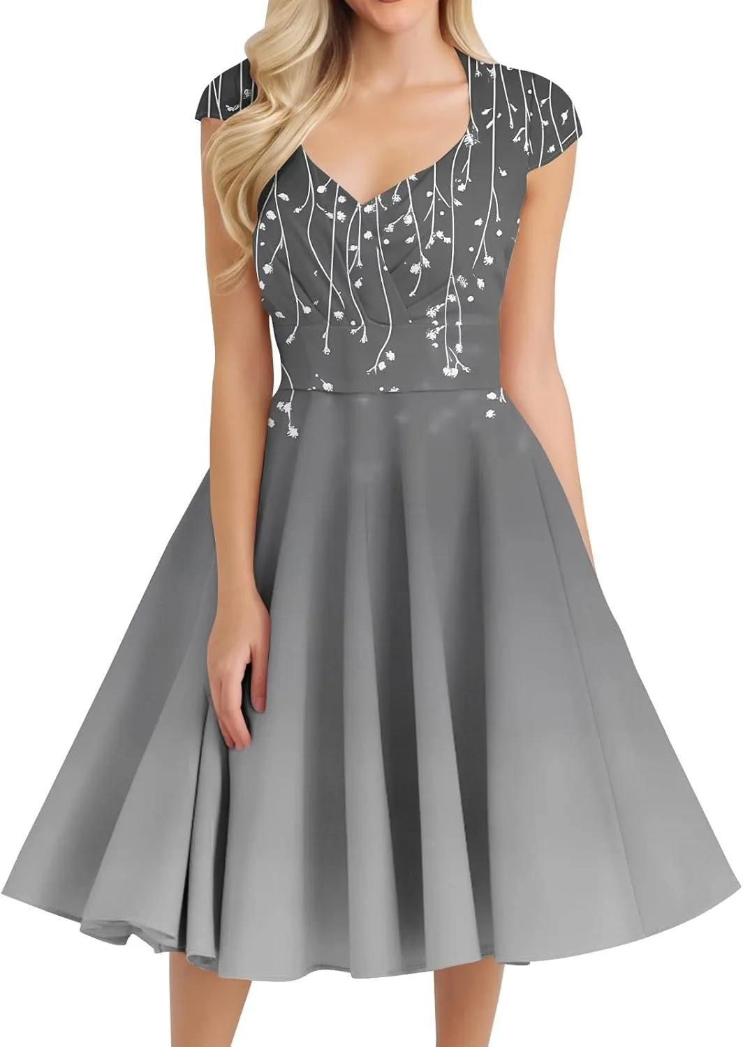 Women's Fashion Floral Print Comfortable Dress Loose Sleeveless Elegant A-Line Casual Weddings Mid-Length Party Dresses