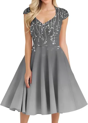 Women's Fashion Floral Print Comfortable Dress Loose Sleeveless Elegant A-Line Casual Weddings Mid-Length Party Dresses
