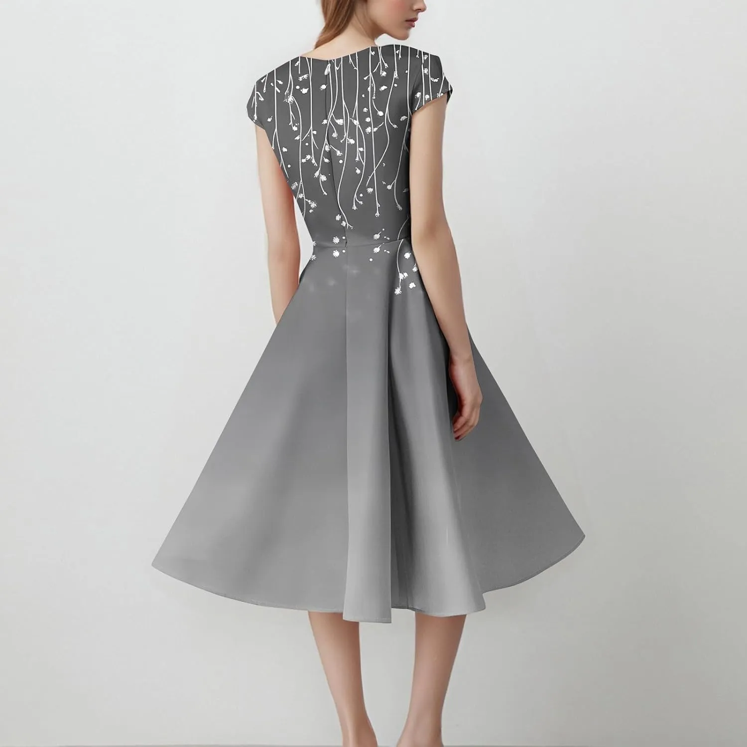 Women's Fashion Floral Print Comfortable Dress Loose Sleeveless Elegant A-Line Casual Weddings Mid-Length Party Dresses