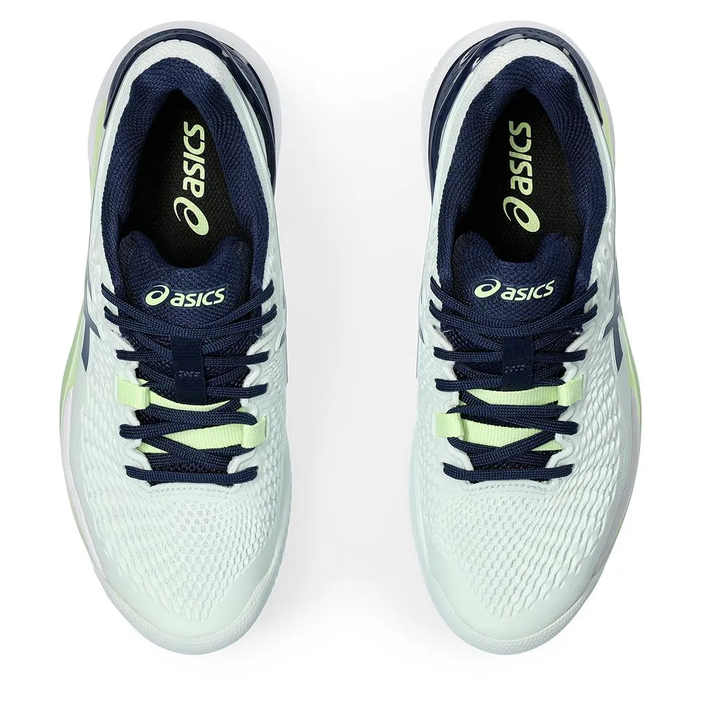Women`s Gel-Resolution 9 Clay Tennis Shoes Pale Mint and Blue Expanse