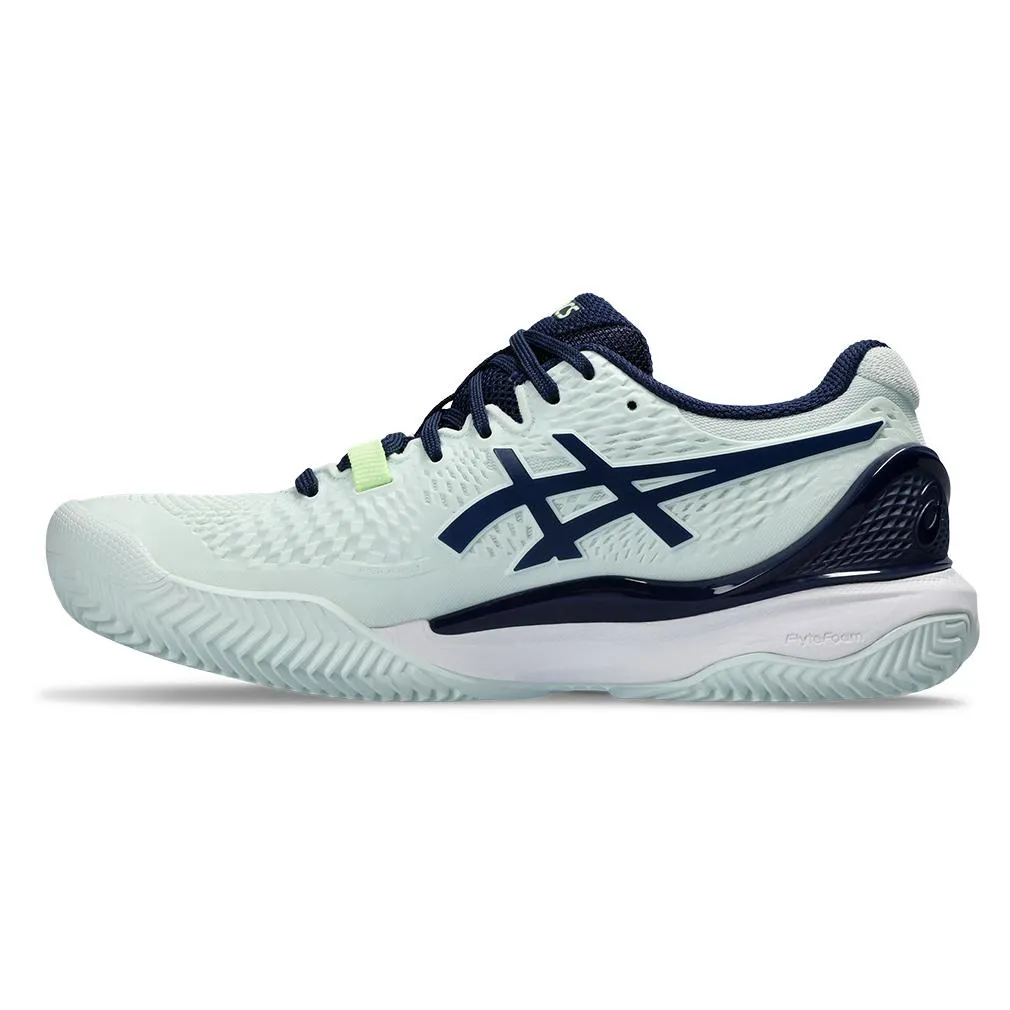 Women`s Gel-Resolution 9 Clay Tennis Shoes Pale Mint and Blue Expanse