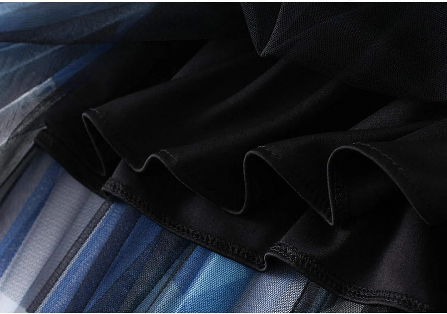 Women's High Waist Pleated A-Line Swing Skirt Midi Dress Elegant Mesh Layered Tulle Skirt
