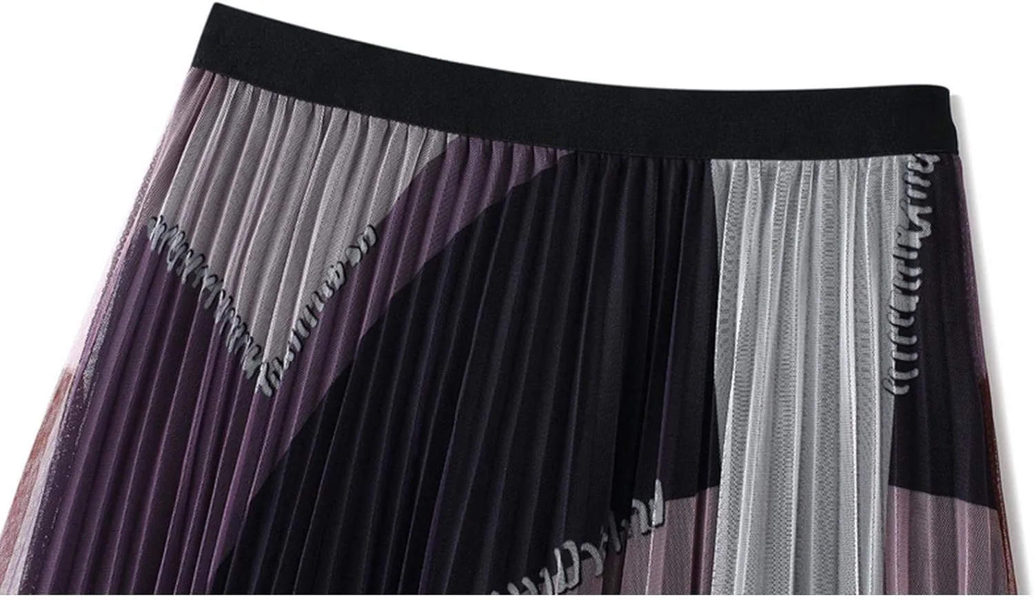 Women's High Waist Pleated A-Line Swing Skirt Midi Dress Elegant Mesh Layered Tulle Skirt
