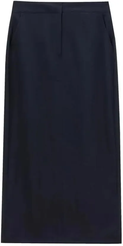 Women's High Waist Slim Skirt with Pocket Vintage Elegant Midi Skirt