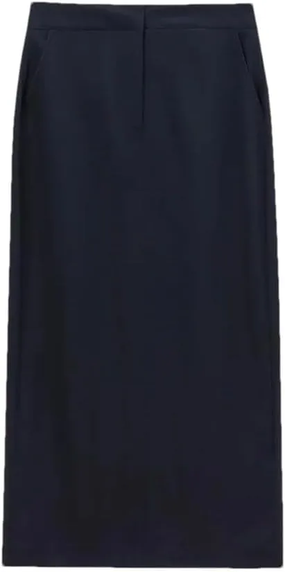 Women's High Waist Slim Skirt with Pocket Vintage Elegant Midi Skirt