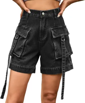 Womens Jean Shorts Mid Rise Stretchy 5 Inch Inseam Stretchy Denim Short Pants Casual Summer Lounge Jean Bike Shorts