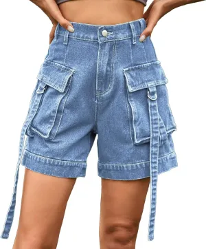 Womens Jean Shorts Mid Rise Stretchy 5 Inch Inseam Stretchy Denim Short Pants Casual Summer Lounge Jean Bike Shorts
