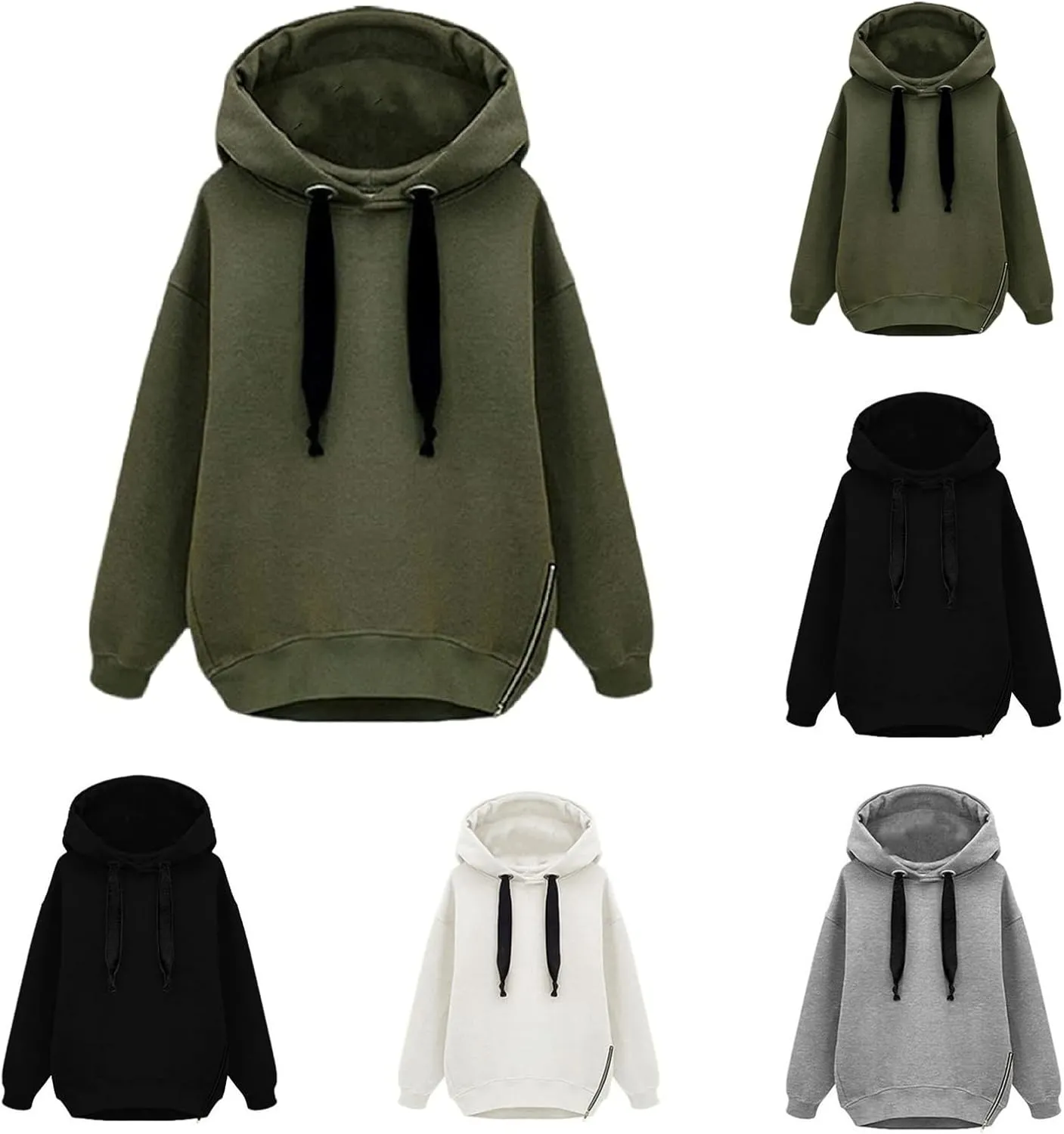 Womens Lightweight Trendy Basic Hoodies Cozy Tunic Pullover Tops Solid Color Sweatshirts Drawstring with Pockets