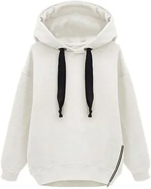 Womens Lightweight Trendy Basic Hoodies Cozy Tunic Pullover Tops Solid Color Sweatshirts Drawstring with Pockets