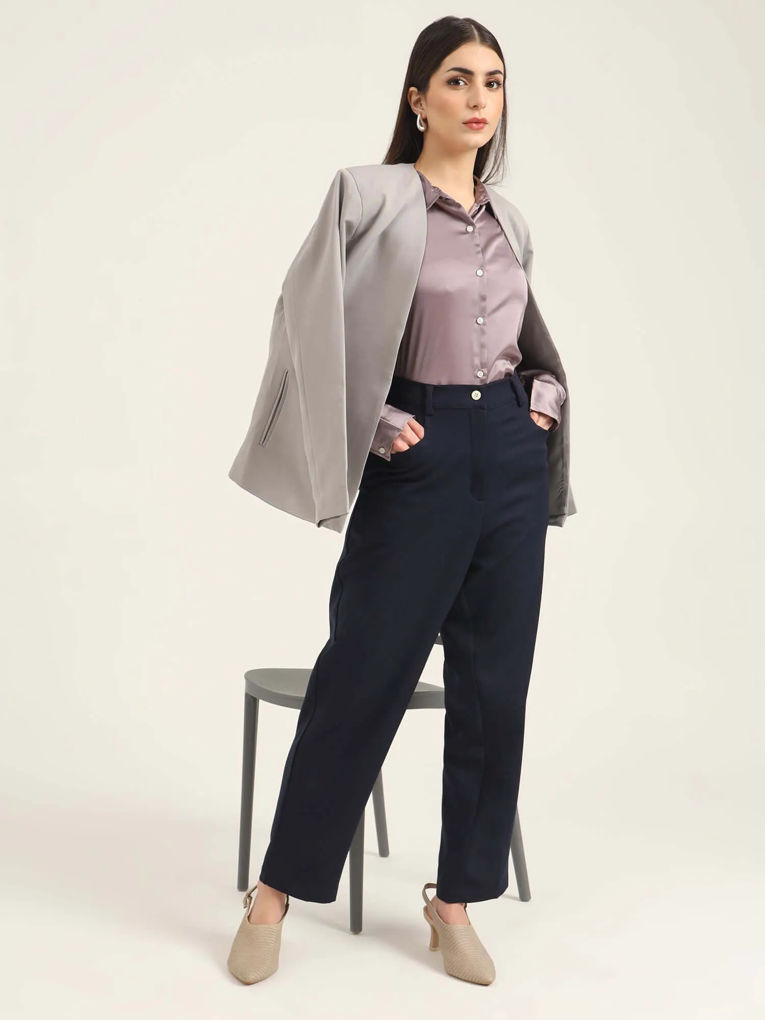 Women'S Luxury Banana Crepe Navy C Pant
