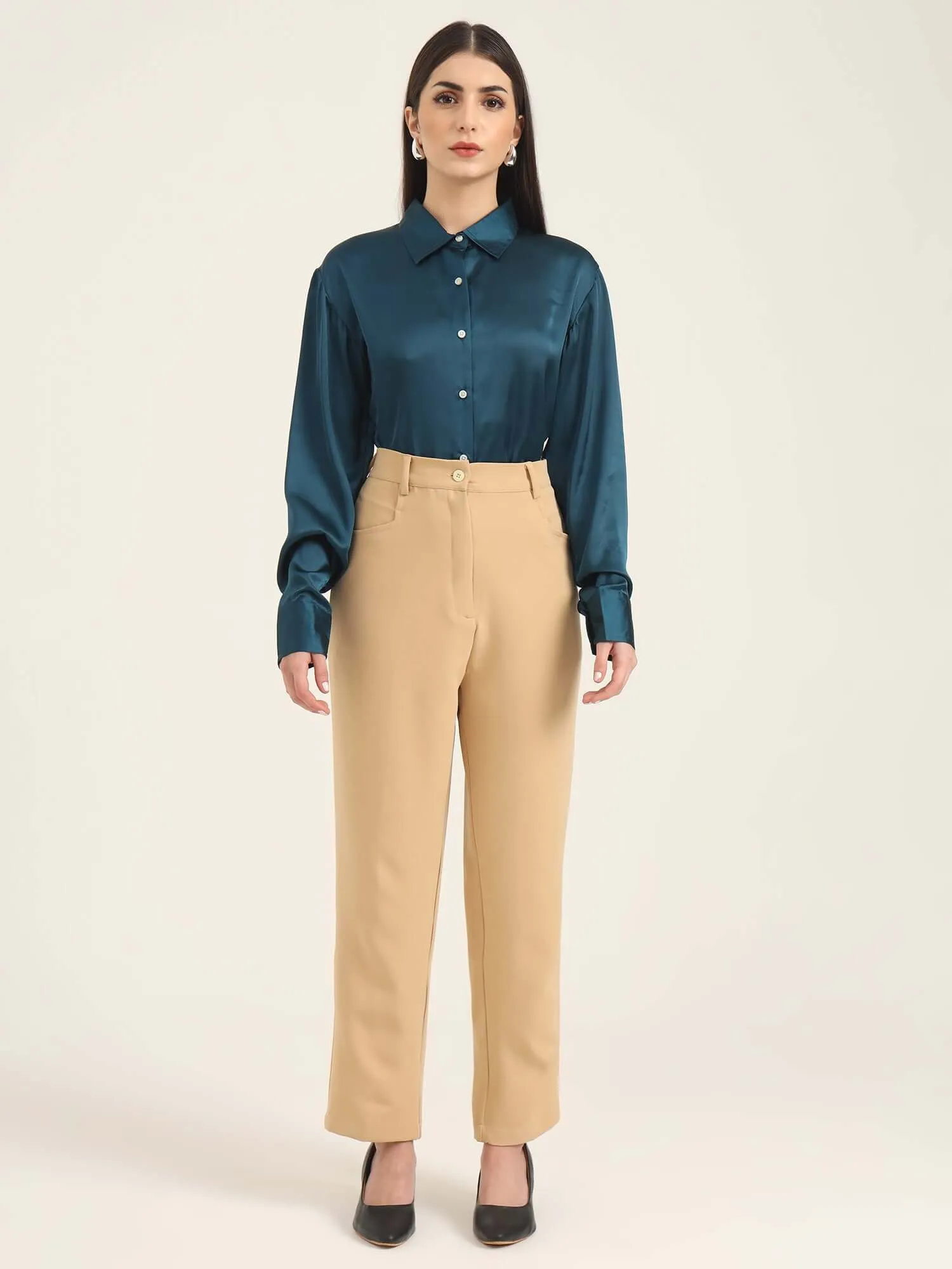 Women'S Luxury Banana Crepe Wheat C Pant