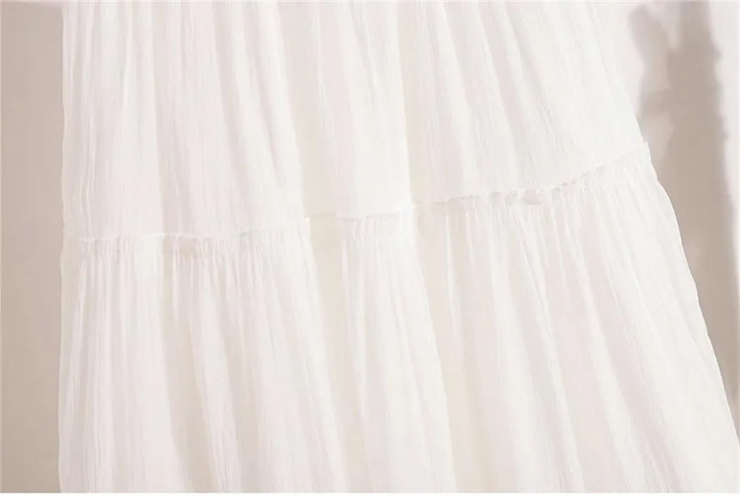 Women's Midi Long A-Line Tulle Skirts Korean Style Elegant Tutu Skirt Summer Solid Color Pleated Skirts