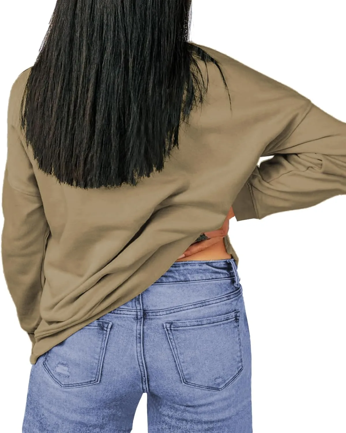 Women's Plus Size Casual Crew Neck Sweatshirt Loose Soft Long Sleeve Pullover Tops XL-5XL