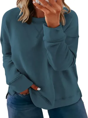 Women's Plus Size Casual Crew Neck Sweatshirt Loose Soft Long Sleeve Pullover Tops XL-5XL
